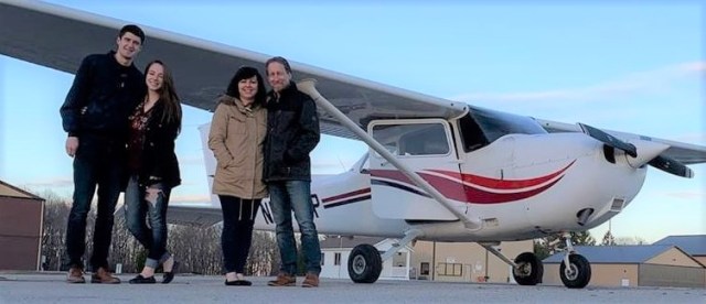Green Bay Counselor Dave Bender flying with Julie, Katie, and Devon